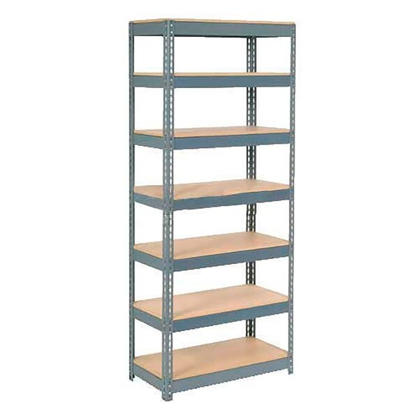 Extra Heavy Duty Shelving 36W x 18D x 96H With 7 Shelves, Wood Deck, Gry